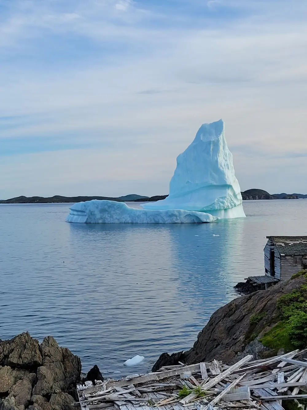 An iceberg beside a rocky shoreline, from the tea room's Facebook page