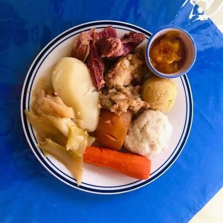 A plate of Jiggs dinner, the tea room's Thursday special